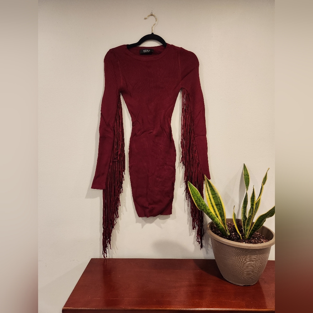 Burgundy Bodycon Fridge Sweater Dress❤❤️‍🔥